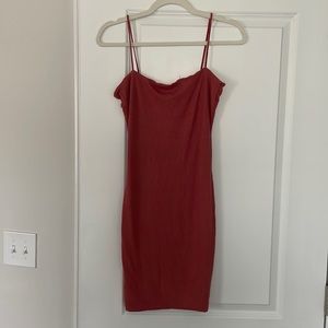 Dark coral body con dress